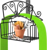 Garden Hose Holder Heavy Duty Water Hose Rack with Tool Storage Basket Metal Hos