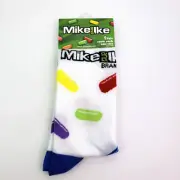Mike and Ike Adult Size 9-13 White Multi Graphic Novelty Crew Socks 1 Pack