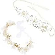 [Vaguelly] 2Pcs Handmade Alloy Rhinestone Crown Decor for Bride Elegant Headdress with Detail Charming Appearance for Weddings and Special Occasions