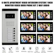 2/3/4/5/6 Units Apartment Video Intercom System 7'' Monitor Video Door Phone Kit