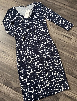 JAEGER M&S ABSTRACT PRINT JERSEY BODYCON DRESS SIZE XS BNWT
