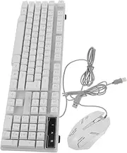 LIFKICH Wired RGB Backlit Keyboard and Mouse White Computer Gaming Keyboard with Ergonomic Design Durable Materials for Daily Use and Gaming Sessions