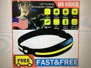 COB LED Headlamp Work Light Bar Head Band Lamp USB Rechargeable + Holster