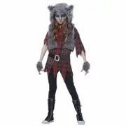 Werewolf Girl Wolf Horror Creature Monster Halloween Dress Up Girls Costume