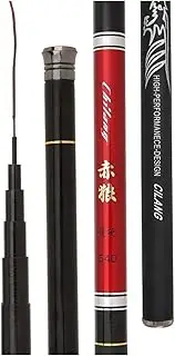 Fishing Pole Super Light Hard Carbon Fiber Hand Fishing Pole Telescopic Fishing Rod 3.6-7.2M Portable Stream Travel Carp Fishing Rod (Color : Red, Size : 7.2 m)