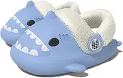 [Zureto] Kids Shark Slides, Winter Fluffy Shark Slides, Cute Cartoon Plush Fluffy Warm Fur Lined Slippers Shoes