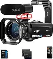 Ordro Z88 Camcorder Video Camera 10X Optical Zoom 4k YouTube Vlogging Camera, with Microphone, Wide Angle Lens, Handheld Holder, 32GB SD Card