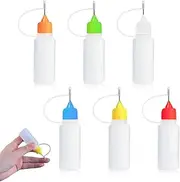 Pack of 6 Needle Bottles, 10 ml Dosing Bottle, Plastic Bottle, Glue Bottle, Empty, Empty Glue Bottle, Precision Bottle with Needle Tip, Needle Tip Applicator Bottle (15 ml)