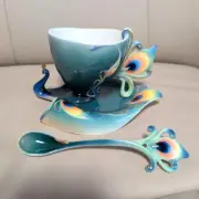 Franz Collection Peacock Cup & Saucer Spoon Set