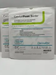 DermaRite ComfortFoam Border Wound Dressing Silicone Adhesive 6”c6” Lot Of 2
