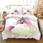 Linen Unicorn Girl Doona/Quilt/Duvet Cover Set Single/Double/Queen/King Bed