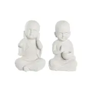 Decorative Figure Dkd Home Decor 25.5 x 19 x 39 Cm White Monk Oriental 2 Units