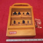 Ryobi 8 Piece Router Bit Set In Wood Box