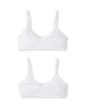 2Pk Hanes Girls Seamless Softcup Pull Over Flex To Fit Bras White Racerback Sz S