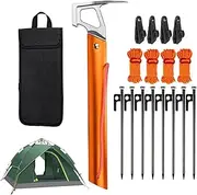 Camping Hammer for Tent Stakes - Rustproof Heavy Duty Stake Hammer with Tent Pegs,Sturdy Camping Tent Accessories, Multifunctional Tent Stakes Hammer Set for Grassland, Beach
