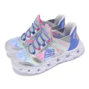 Skechers S Lights-Galaxy Light-Tie Dye Takeoff Slip-Ins Silver Kid 303707-LSMLT