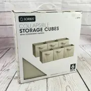 6 PK Storage Cube Bins Fabric Foldable Pack Collapsible Basket Baskets Cubes Bin