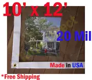 10 ft x 12 ft Clear 20 mil Vinyl Tarp Waterproof Curtain Porch Patio Enclosure