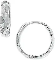 [JewelryWeb] 14k White Gold Medium Sparkle Cut Hinged Earrings 14x14mm Stud Earring for Women