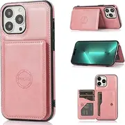 YocoverTech for iPhone 14 Pro Max Case,for iPhone 14 Pro Max Back Case,PU Leather Magnetic Back Shell Cover Case with Card Holders for iPhone 14 Pro Max[6.7 inch]-Pink