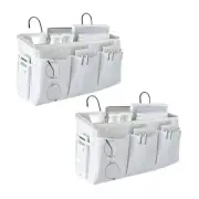 Bedside Caddy, Bedside Hanging Storage Organizer for Bunk and large White 2pcs