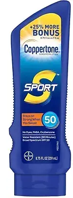 NEW Coppertone SPORT Sunscreen Lotion Broad Spectrum SPF 50 7 oz (2pack)