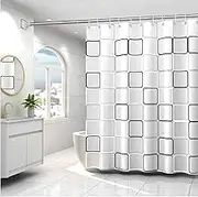 Waterproof Shower Curtains Modern Designs Bathroom Shower Curtain with Hook Set 72x72 inch Waterproof Curtains - Block Printing