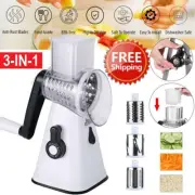 Rotary Food Slicer Chopper Cheese Grater Fruit Vegetable Shredder Cutter 3 Blade