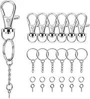 160PCS Swivel Snap Hook with Key Chain Rings Set- 40PCS Swivel Lobster Clasp, 40PCS Key Rings with Chain, 40pcs Jump Rings and 40pcs Screw Eye Pins for Keychain Lanyard, Crafts and Jewelry Making