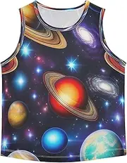 [RPLIFE] Cute Outer Space Planets Boys Tank Top, Sleeveless Quick Dry Active Tank Undershirts for Outdoor Play, 3-15 Y