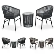 Bistro Set with Cushions 3 Piece Furniture PVC Rattan Multi Colours vidaXL