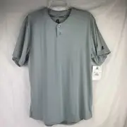 Russell Baseball Jersey Youth Large Gray Blank 2 Button Henley Dri Power 3R7X2B