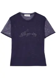 Blumarine Logo-embellished Mesh top - Purple - 6 6
