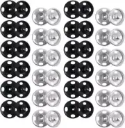 Snap Buttons, 10mm Black & Silver Metal Snap Fastener Spring Press Studs