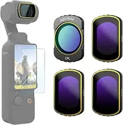 MOVMAX CPL & ND16 & ND64 & ND256 Filter Kit (4-Pack) for DJI Osmo Pocket 3, Magnetic Neutral Density Polarising Filter, Multi Coated HD Optical Glass & Aluminum Frame, Includes 1 LCD Screen Protector