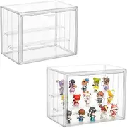 1 pcs Acrylic Display Case for Collectibles, Cartoon Doll Organizer, Dustproof Display Case Stackable Clear Acrylic Display Box with Movable Panels for Figure,Toys, Sports Memorabilia, Wallets, Books