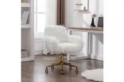 AADEN Amore Fluffy Faux Fur Office Chair-White