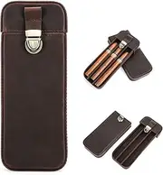 [CONTACTS] Crazy Horse Leather Cigar Case Travel Cigar Box 3 Slot Cigars Humidor Sleeve Portable Organizer by Handmade