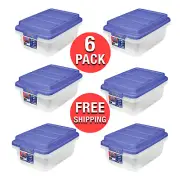 (6-Pack) 18 Qt Clear Heavy Duty Storage Bin Container Seal Lid Stackable Plastic