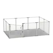FIN 10 Panels Acrylic Dog Whelping Pen Box Indoor Pet Playpen Exercise Fence w/ Mat