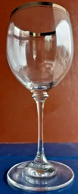 New MIKASA (8) Stephanie Platinum Rim 7" Crystal Wine Glasses T7118/003 | 2 Sets