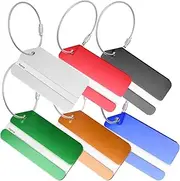 Werownsgso Pack of 6 Aluminium Suitcase Tags, Suitcase Tags with Name Tag, Suitcase Tag, Air Travel, Waterproof Luggage Handbag Tag for Travel Bag, Suitcase, Bags, Backpacks