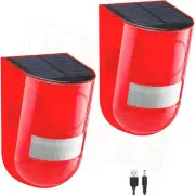 2X Solar Alarm Light Strobe Light Wireless Motion Sensor Detector Outdoor LED