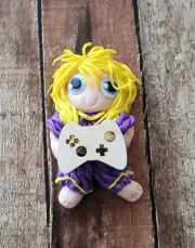 Gamer Kid Polymer Clay Bow Center Flatback