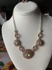 Paparazzi A Rose Gold Multi Oilspill Necklace With Earrings
