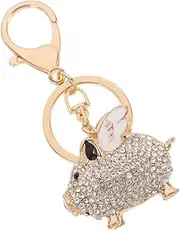 [CALLARON] Rhinestone Pig Shape Keychain Pendant Charming Fashion Pendant for Creative Key Decoration Eye-catching Design for Personal Use Giving
