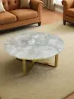 White Quartz Round table, Coffee Table, Dining Table, Living room Furniture