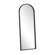 Oikiture Wooden Full Length Mirror 180x70cm Arched Dressing Floor Mirrors Black