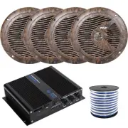 4 x Pyle PLMR60DK 6.5" Marine Speakers, 6-Channel Boat Amplifier, Speaker Wire