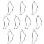 20Pcs Wing Shaped Alloy Open Back Bezel Pendants Resin Frame, Silver Tone